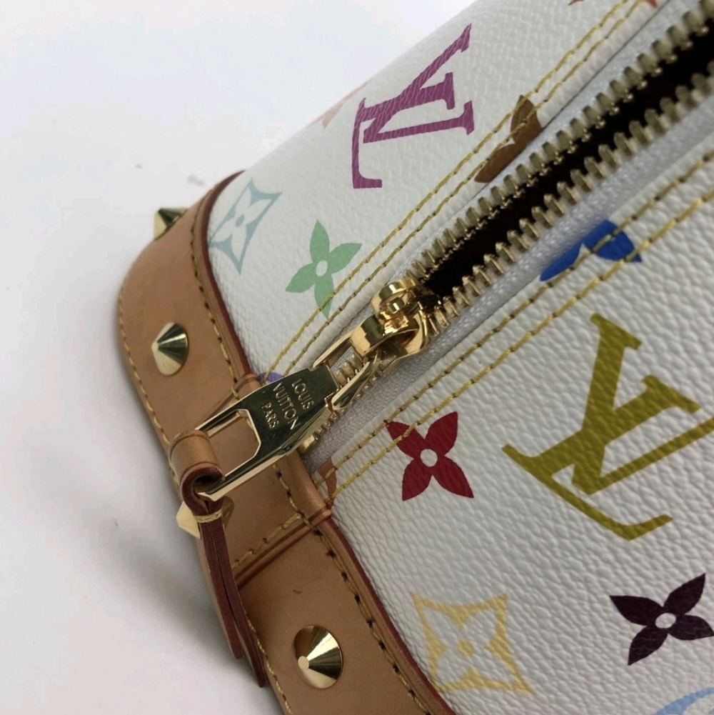 Rare!! LV x TM Louis Vuitton x Murakami Multicolor Monogram Alma PM WHITE CANVAS - Picture 12 of 16